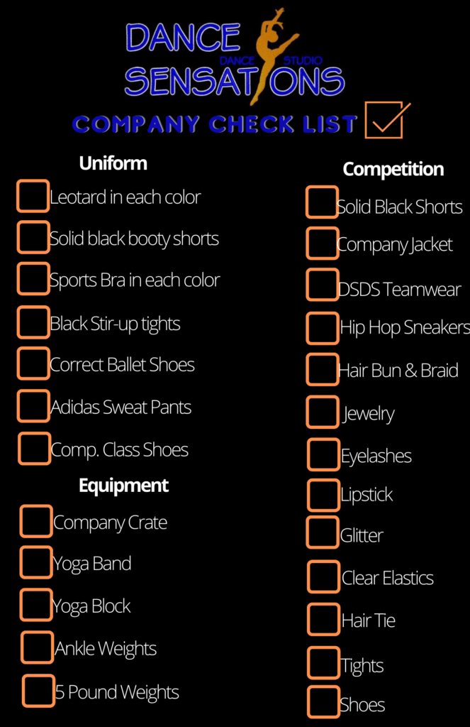 Checklists Dance Sensations