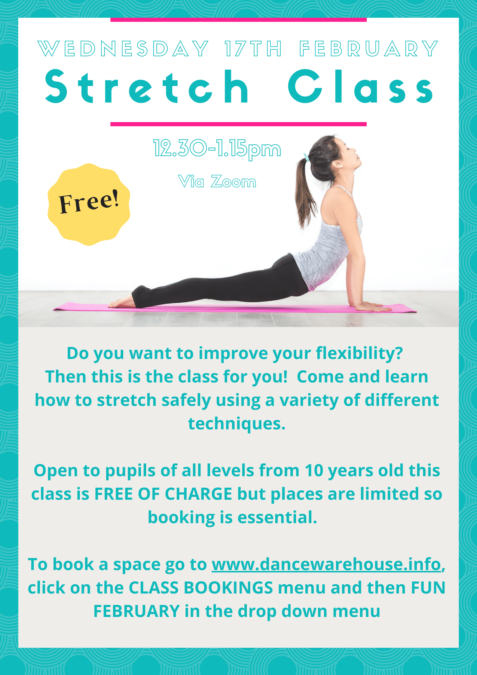 Repetoire and Stretch Class Wednesday 17th February Dance