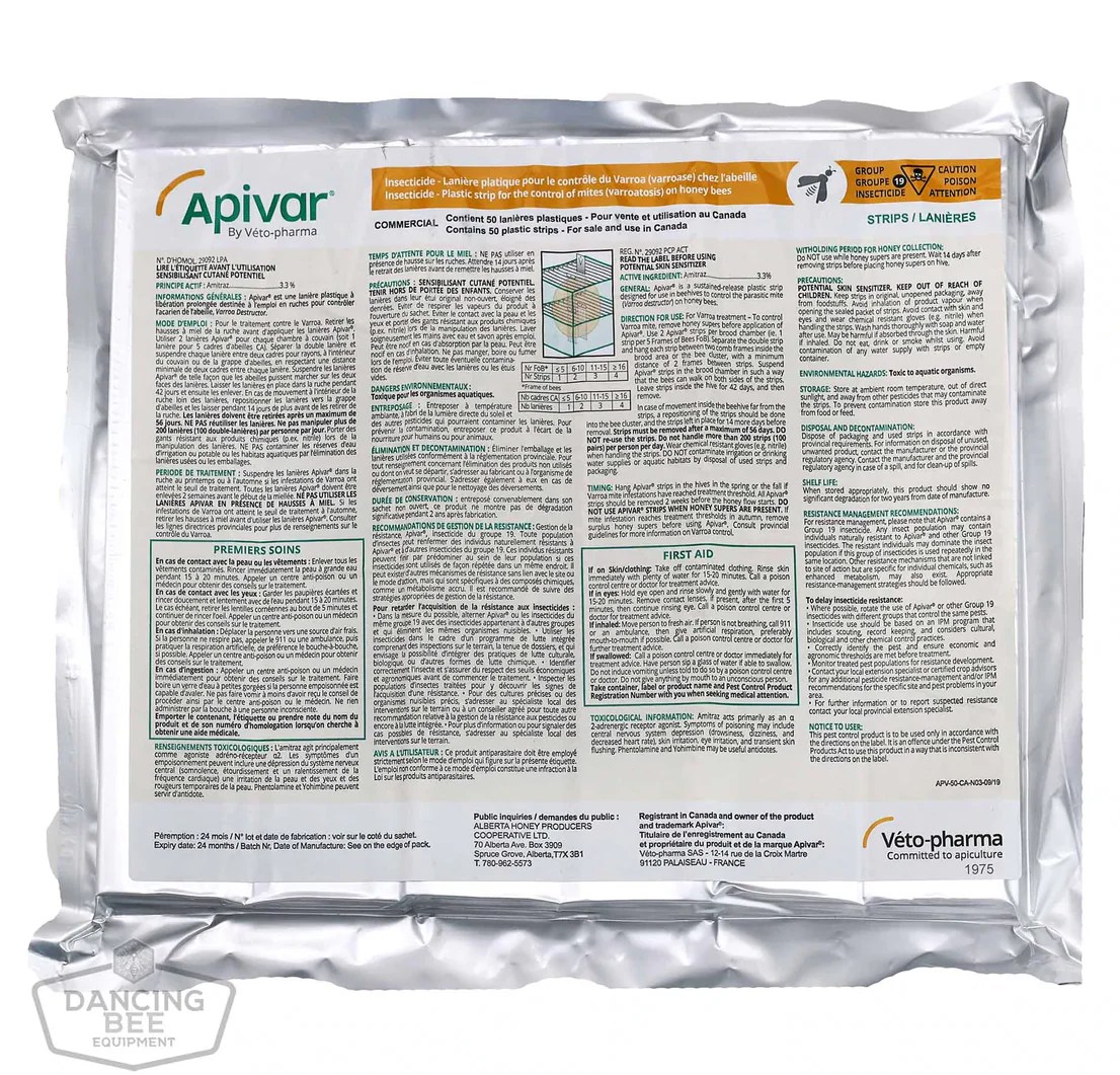 Apivar 60 Pack Varroa Mite Control Dancing Bee Equipment