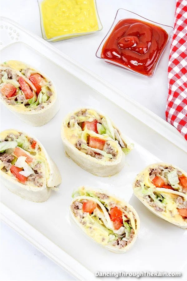 Easy Cheeseburger Pinwheels Dancing Through the Rain