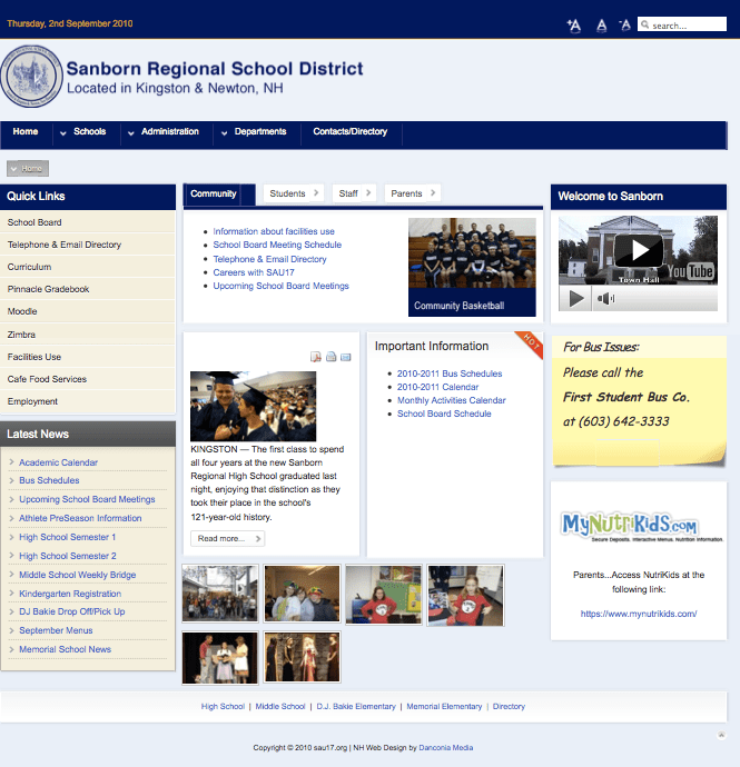 Kingston NH  Design Sanborn Regional School District site