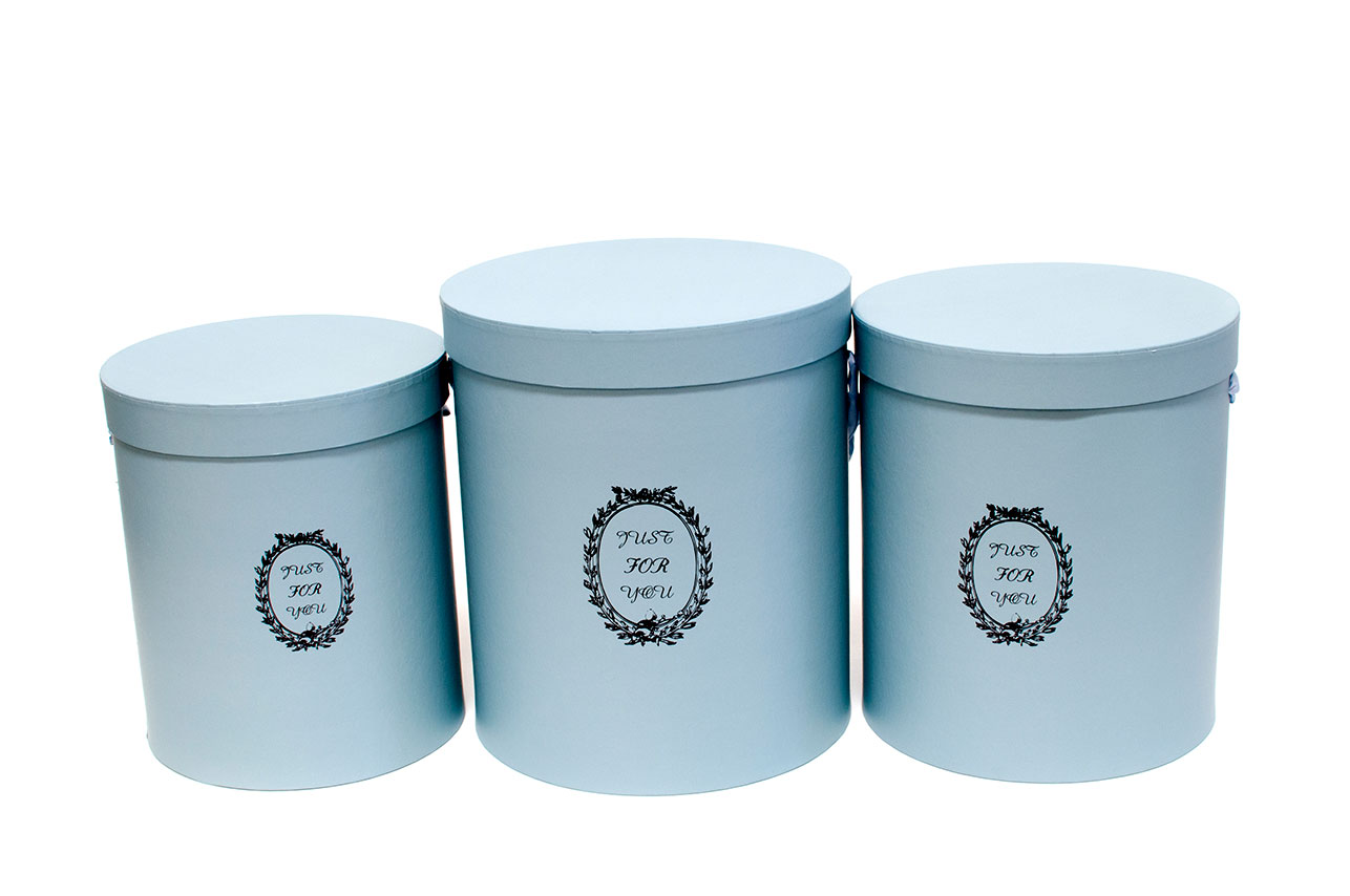 W9218 Baby Blue "Just For You" Tall Round Flower Box Set of 3 D & E