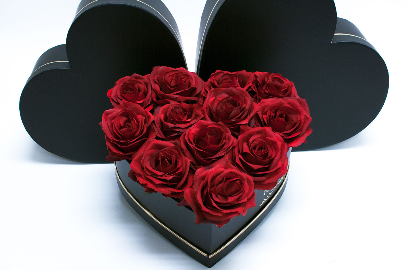 W9645 Black Heart Shape Flower Boxes Set of 3