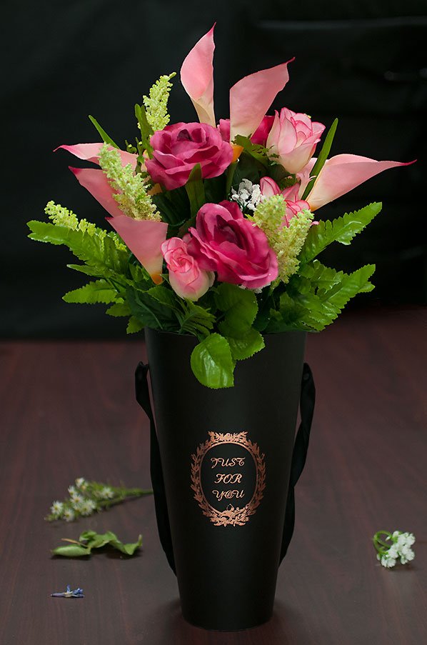W9207 Black Cylinder Vase Paper Flower Box D & E Floral Supplies