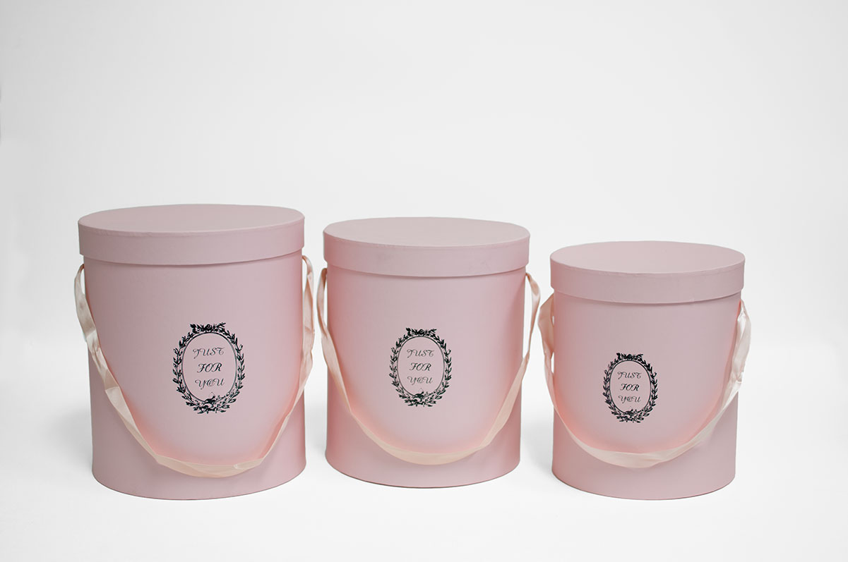 W9217 Pink Just For You Tall Round Flower Box Set of 3 D & E Floral