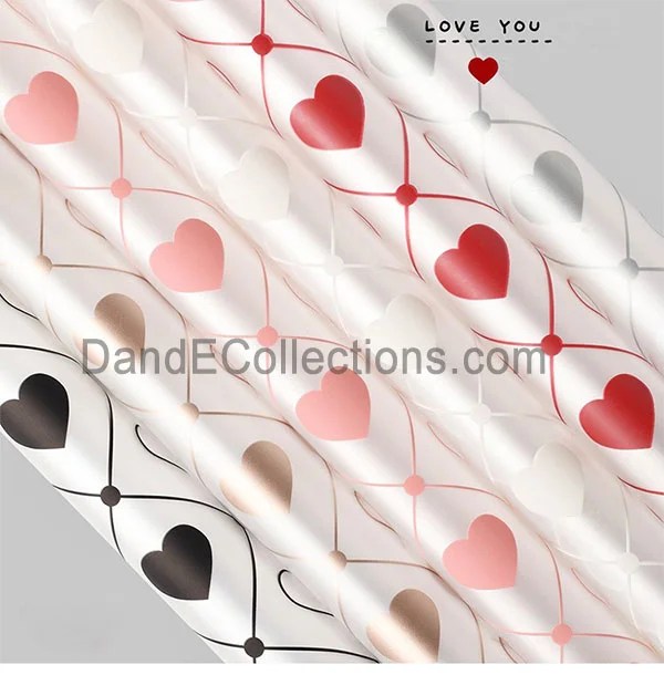 Plastic Clear Love Heart Flower Wraps 20 pcs Per Bag D & E Floral