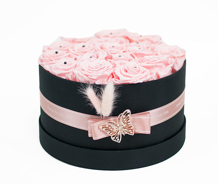 Small Black Round Shape Flower Box D & E Floral Supplies