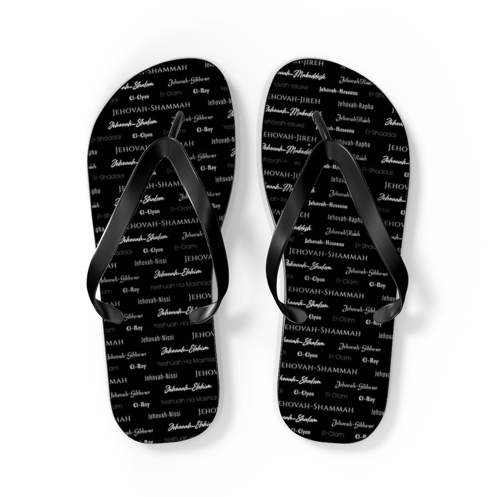 Black Names of God Flip FlopsUnisex Discovering Truth