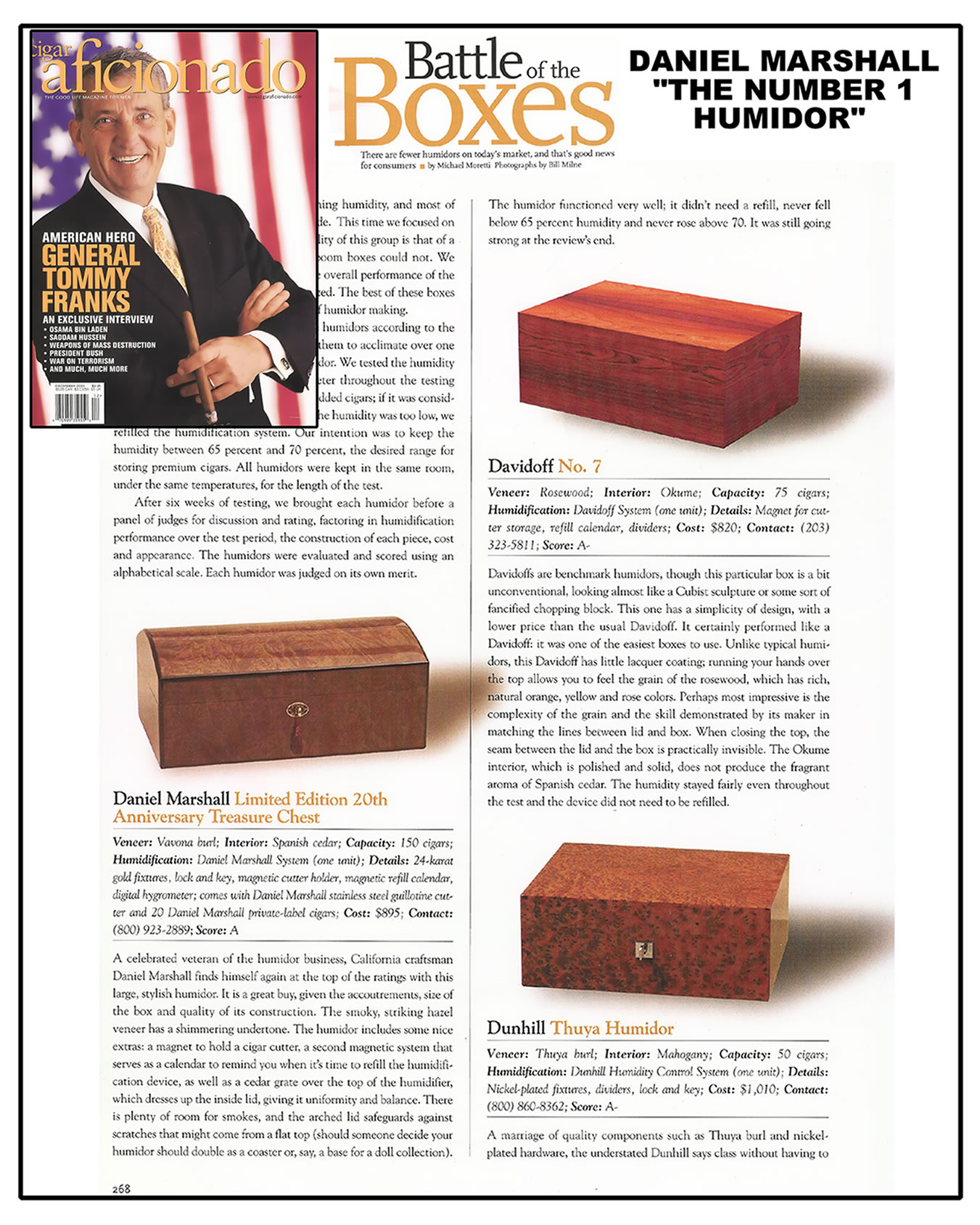 HUMIDOR RATINGS DANIEL MARSHALL HUMIDORS AND CIGARS