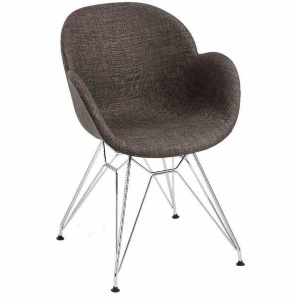 Space Metal  Frame Upholstered Carver Chair (Grey / Chrome) Daniel