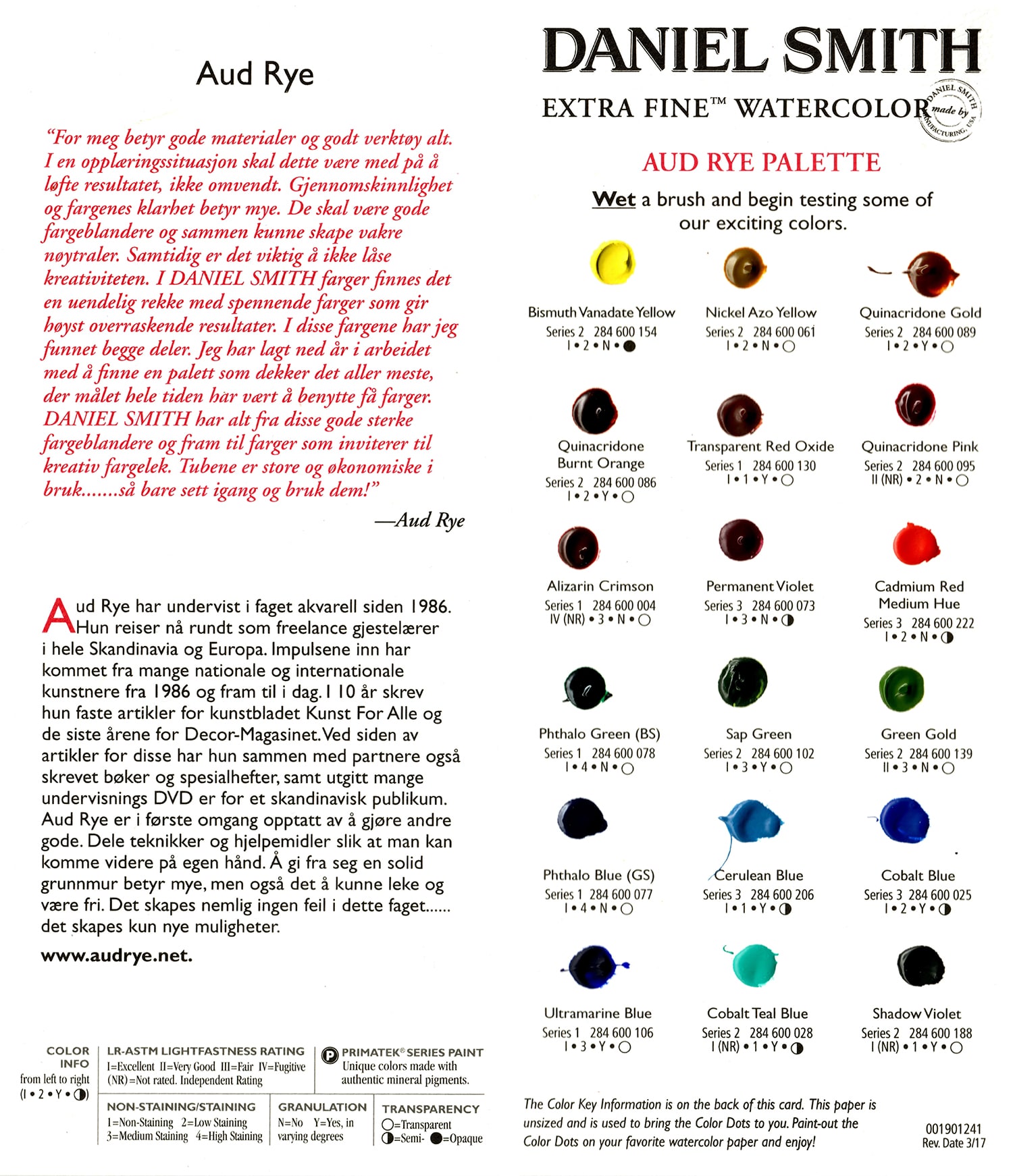 Aud Rye's Dot Card DANIEL SMITH Artists??? Materials