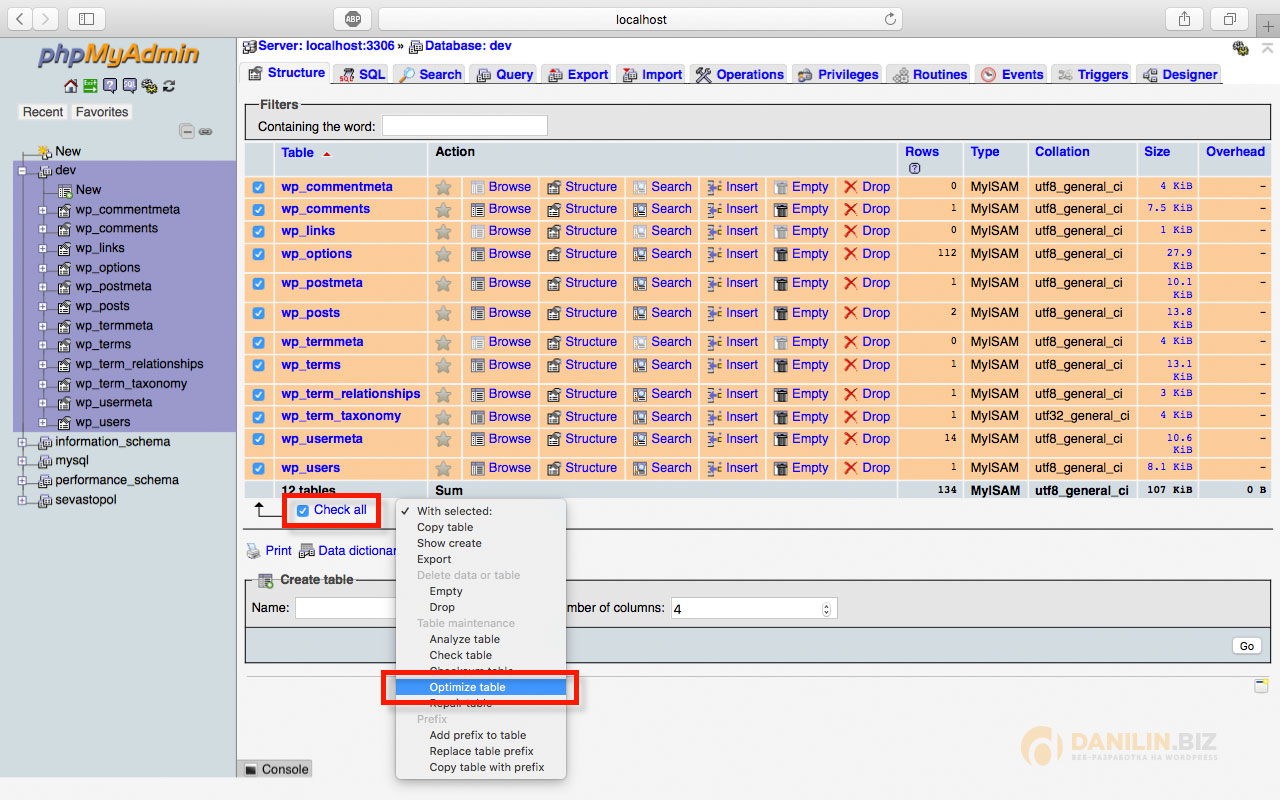 Как очистить базу данных MySQL от всякого шлака. Как очистить мусор в базе данных WordPress