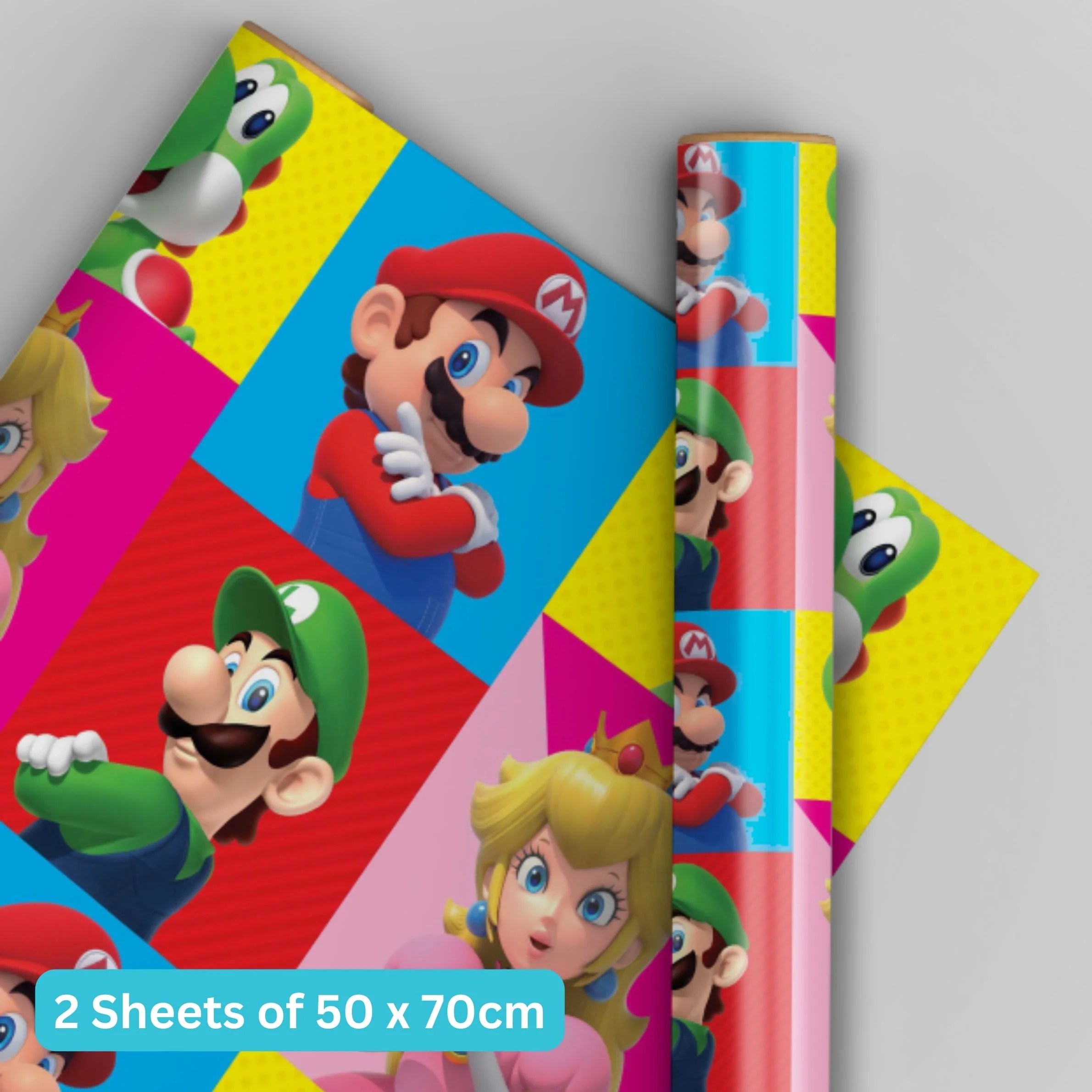 Super Mario 2 Sheets & 2 Tags Wrapping Paper Danilo Promotions