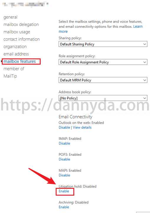 Office 365 Mailbox/Shared mailbox Litigation hold