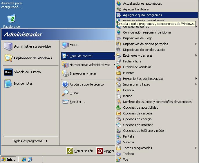 agregar o quitar programas