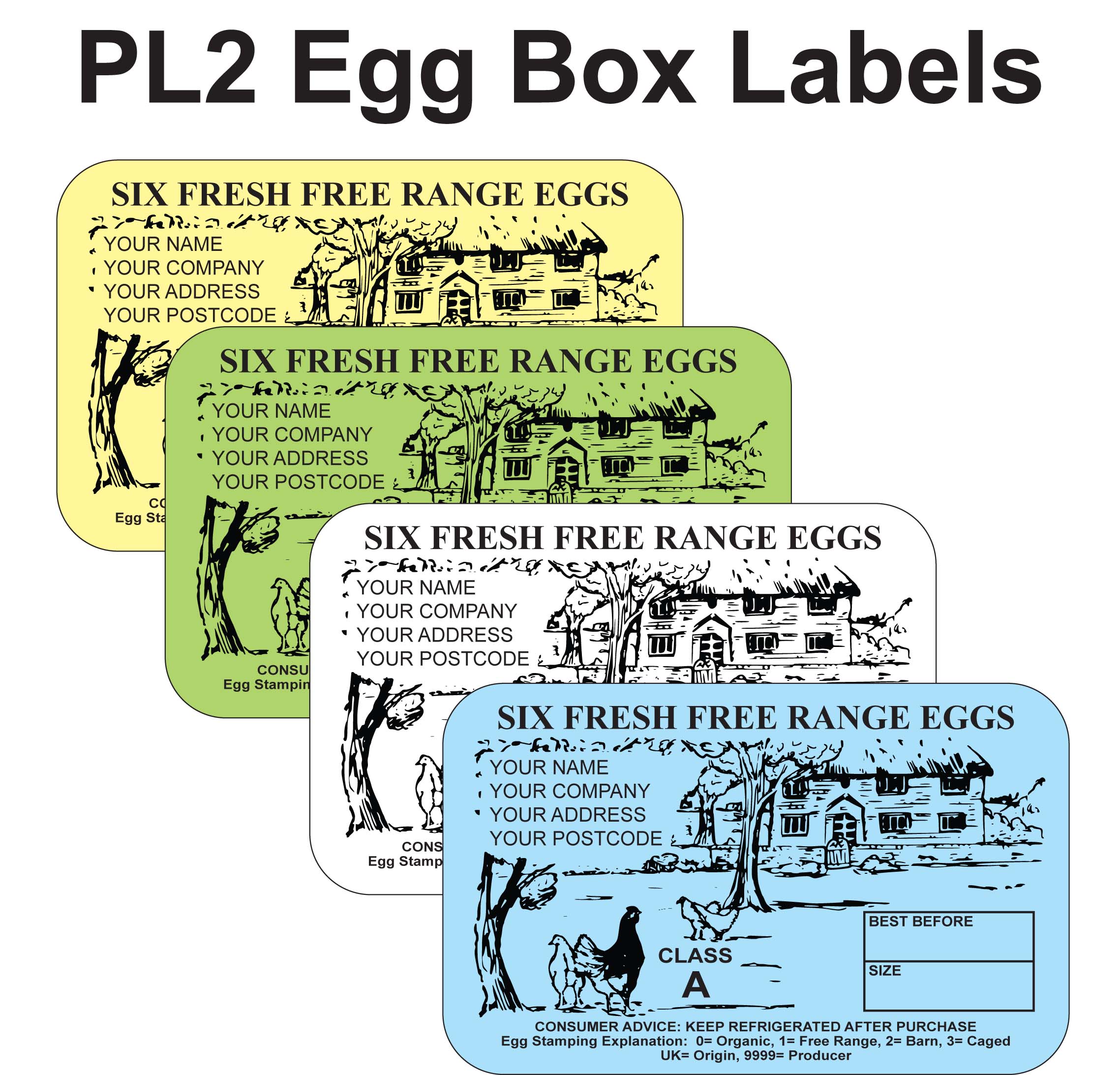 PL2 Egg Box Labels Type Bespoke Designs for purchase online