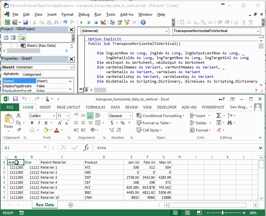 How to Transpose Horizontal Data to Vertical Data for Easy Pivot Tables