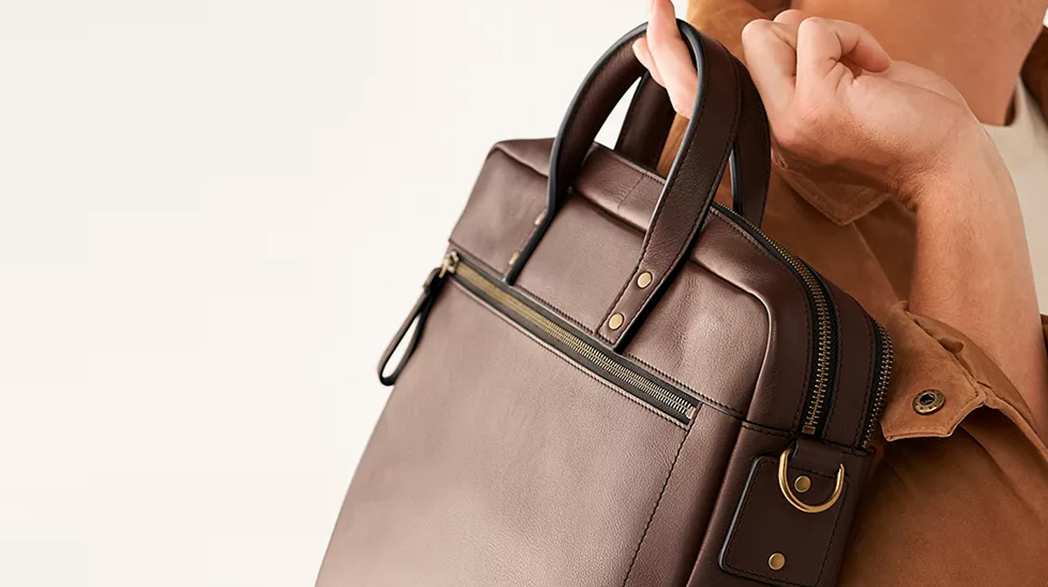 Steal Alert Fossil Haskel Leather Briefcase for 150 (black, espresso, or cognac)