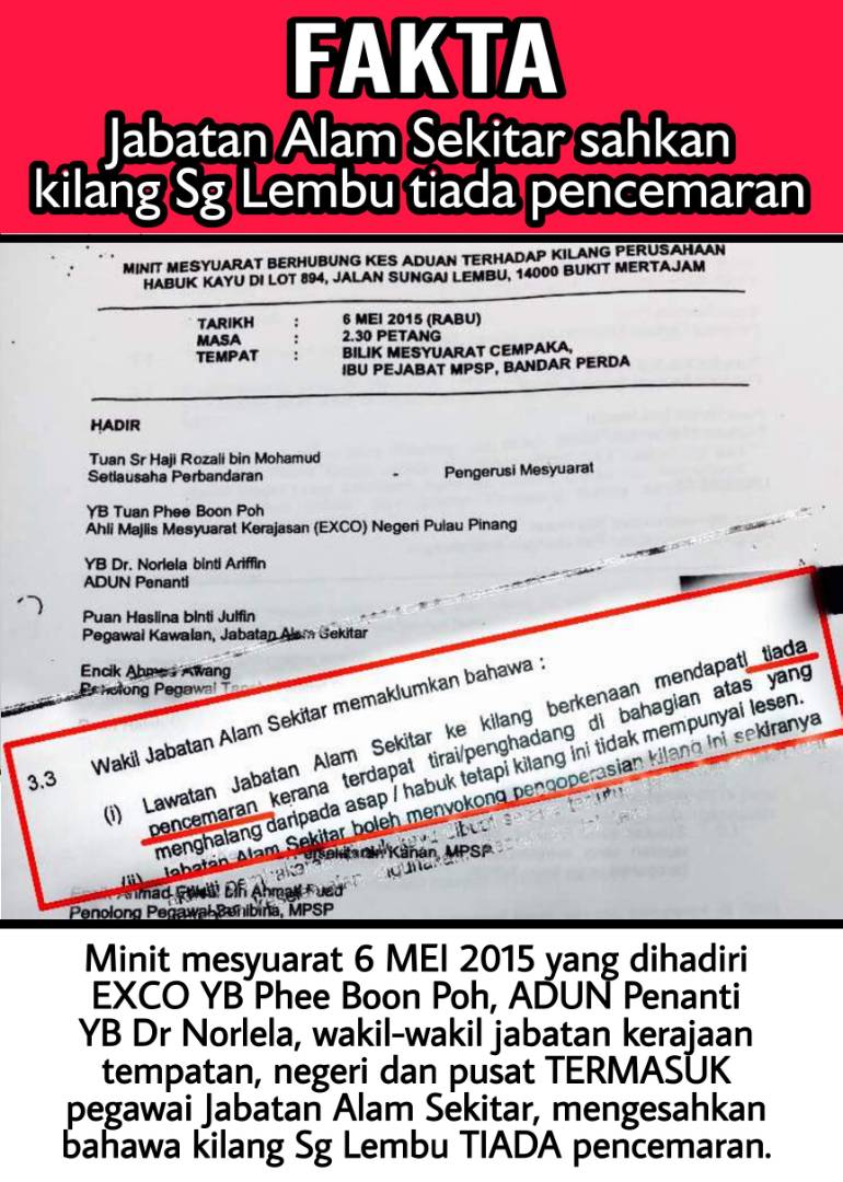 Jabatan Alam Sekitar mengesahkan TIADA pencemaran oleh