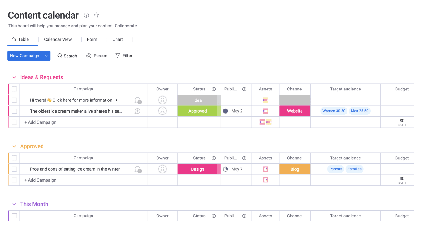Editorial Calendar Template