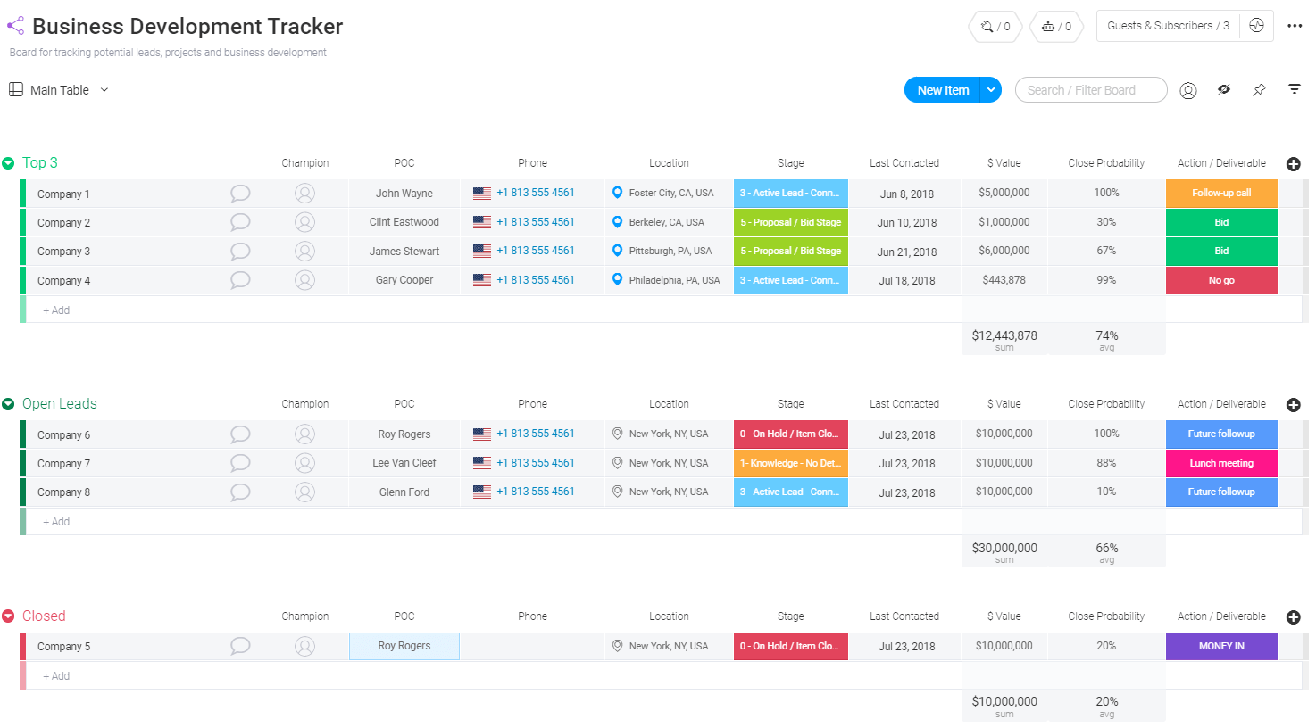 Business Development Tracker Template