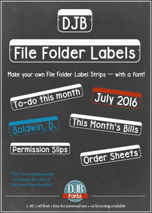 DJB File Folder Labels Font Darcy Baldwin Fonts