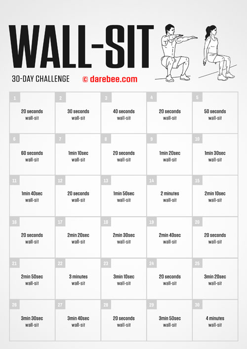 30 Day Wall Sit Challenge Printable