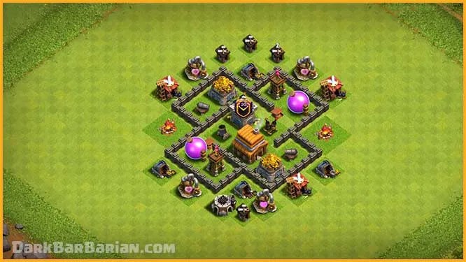 The New Best Th4 Hybridtrophydefense Base 2022 Town Hall 4 Hybrid