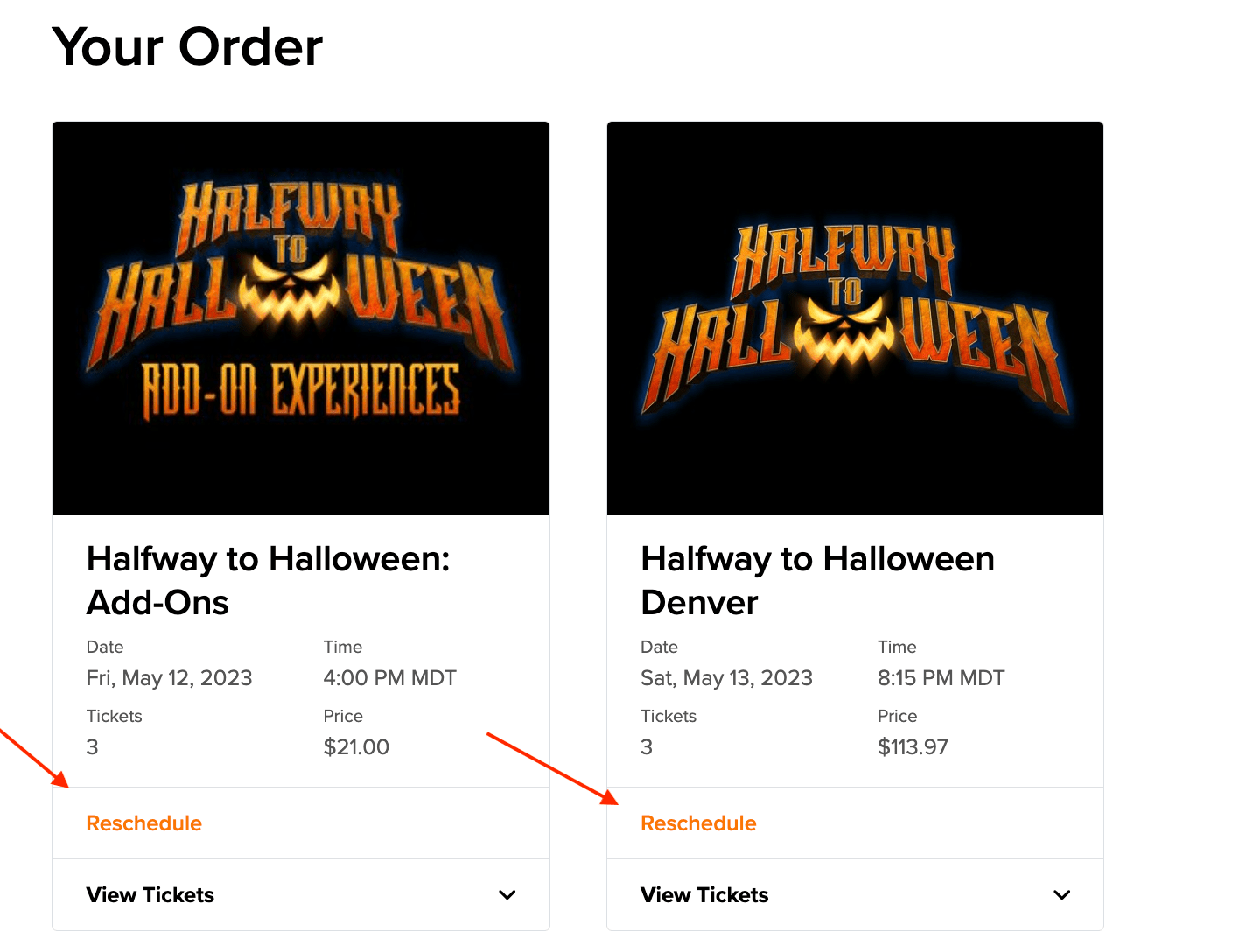 How do I reschedule my tickets? Dark Harbor