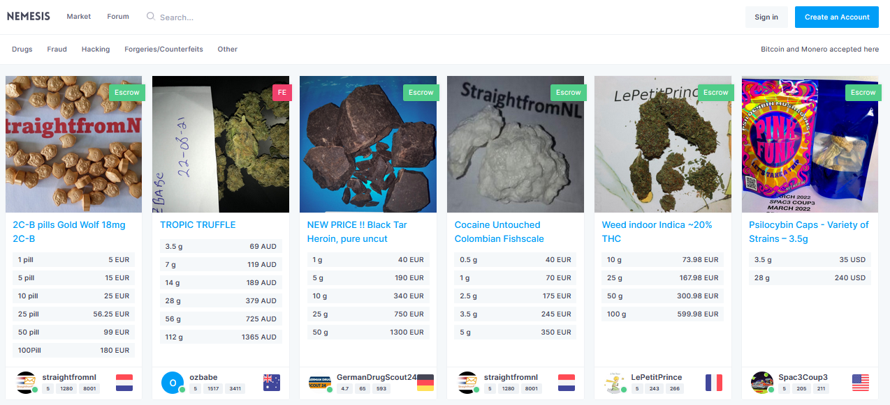 Nemesis Market Pages