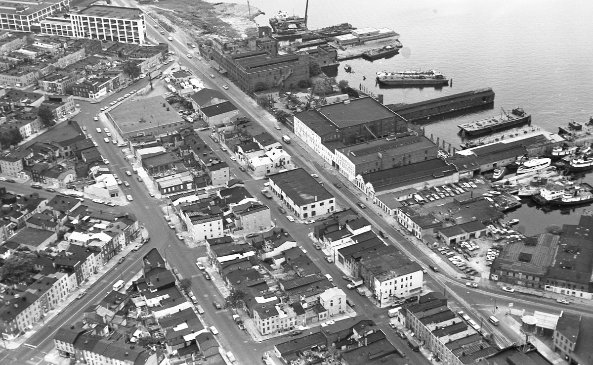 A bird’s view eye of Baltimore in 1973