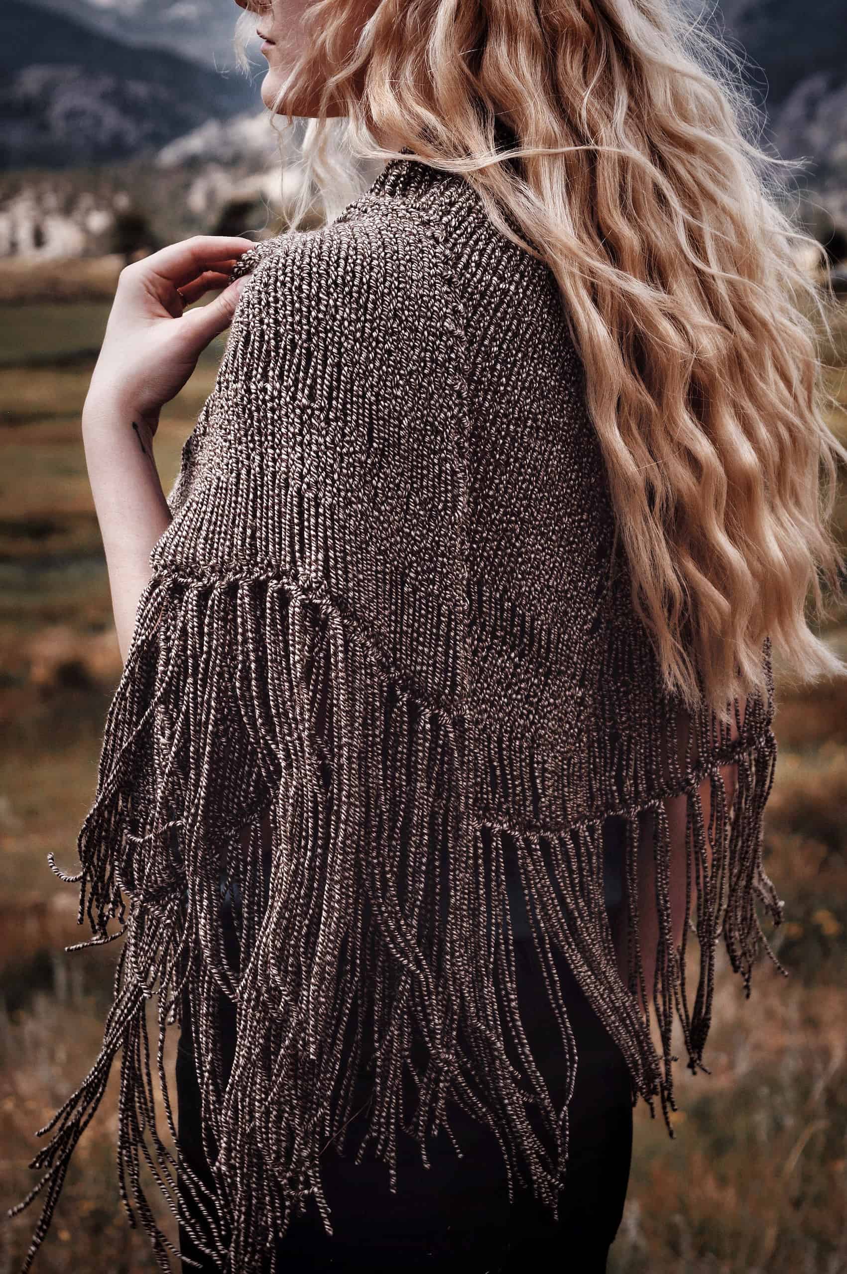 Rainfall Shawl Knitting Pattern, Easy Knit Scarf Tassels Darling Jadore