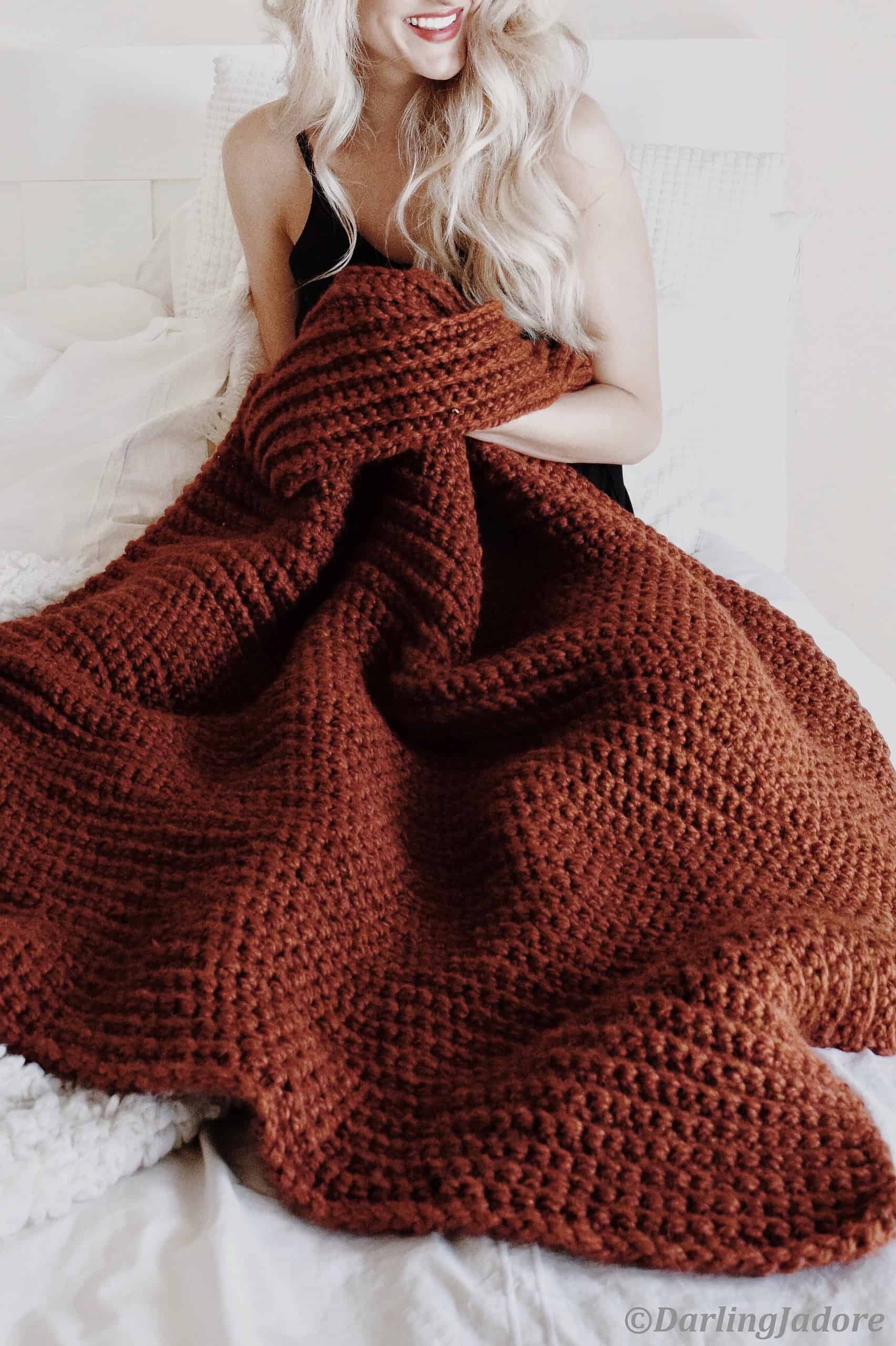 Chunky Blanket Throw Crochet Pattern by Darling Jadore, Fireside Throw