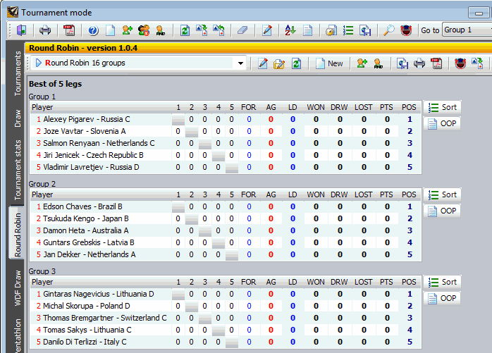 Transferring players from Round Robin to knockout draw Darts for Windows