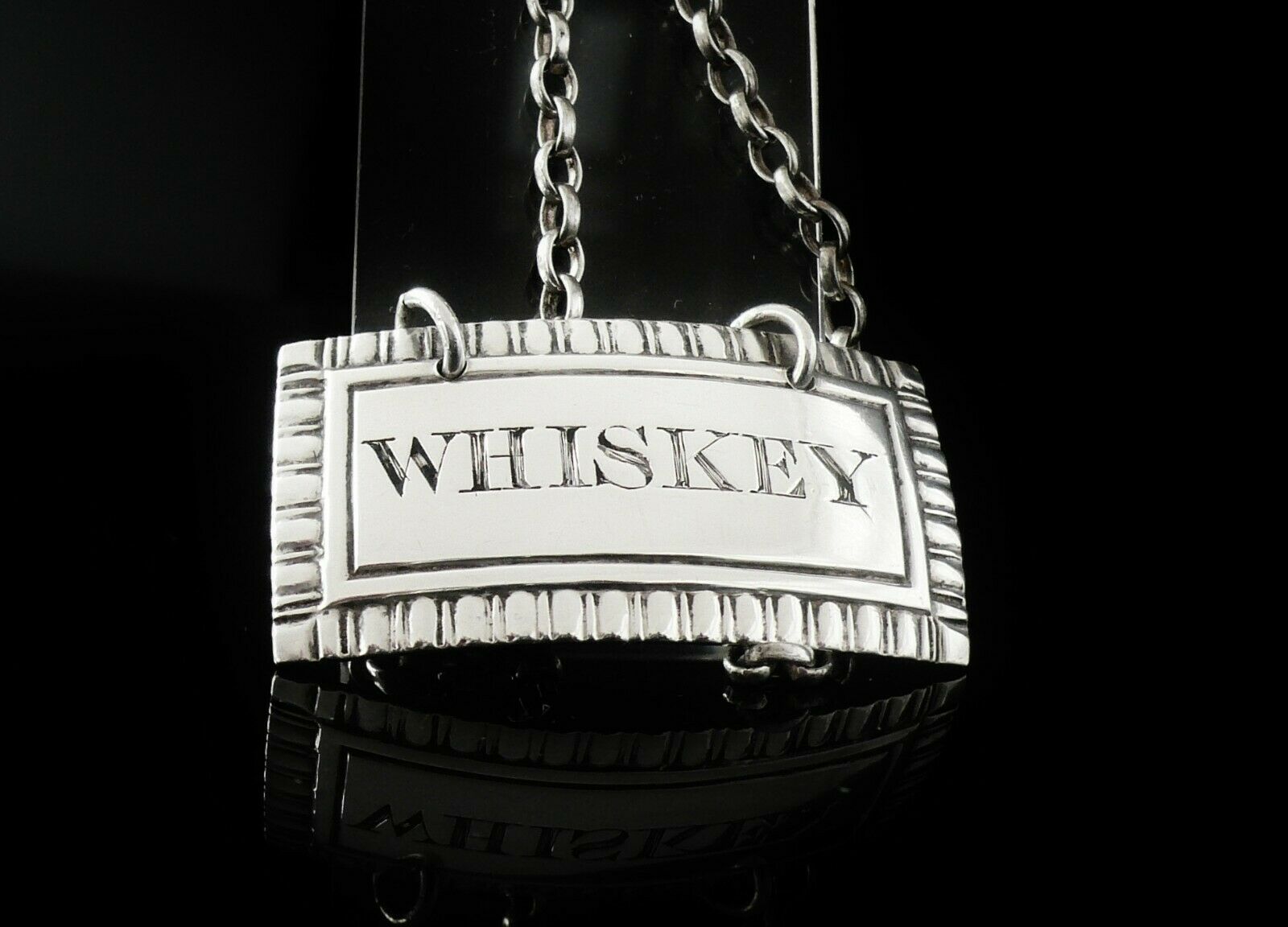 Silver WHISKEY Decanter Label, Antique, Newcastle 1829, Thomas Wheatley