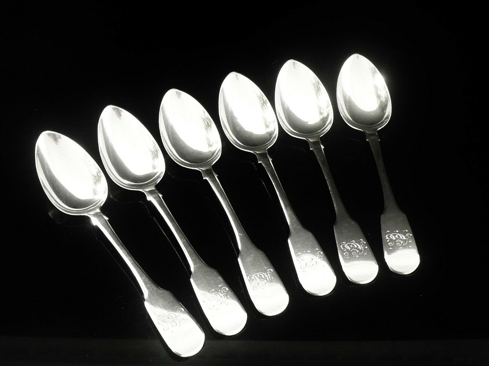 6 English antique sterling silver teaspoons hallmarked Exeter