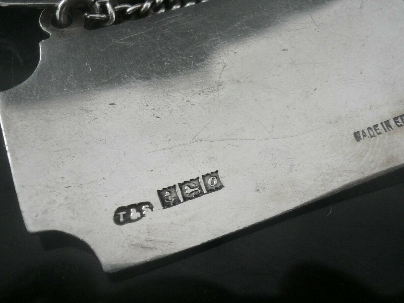 Silver Enamel Decanter Labels, Pair, Gin, Port, Turner & Simpson Ltd