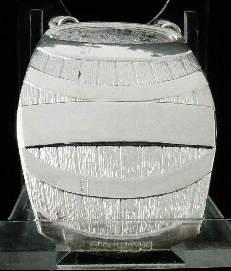 Silver BLANK Decanter Label, Novelty, Barrel, C Robathan & Son