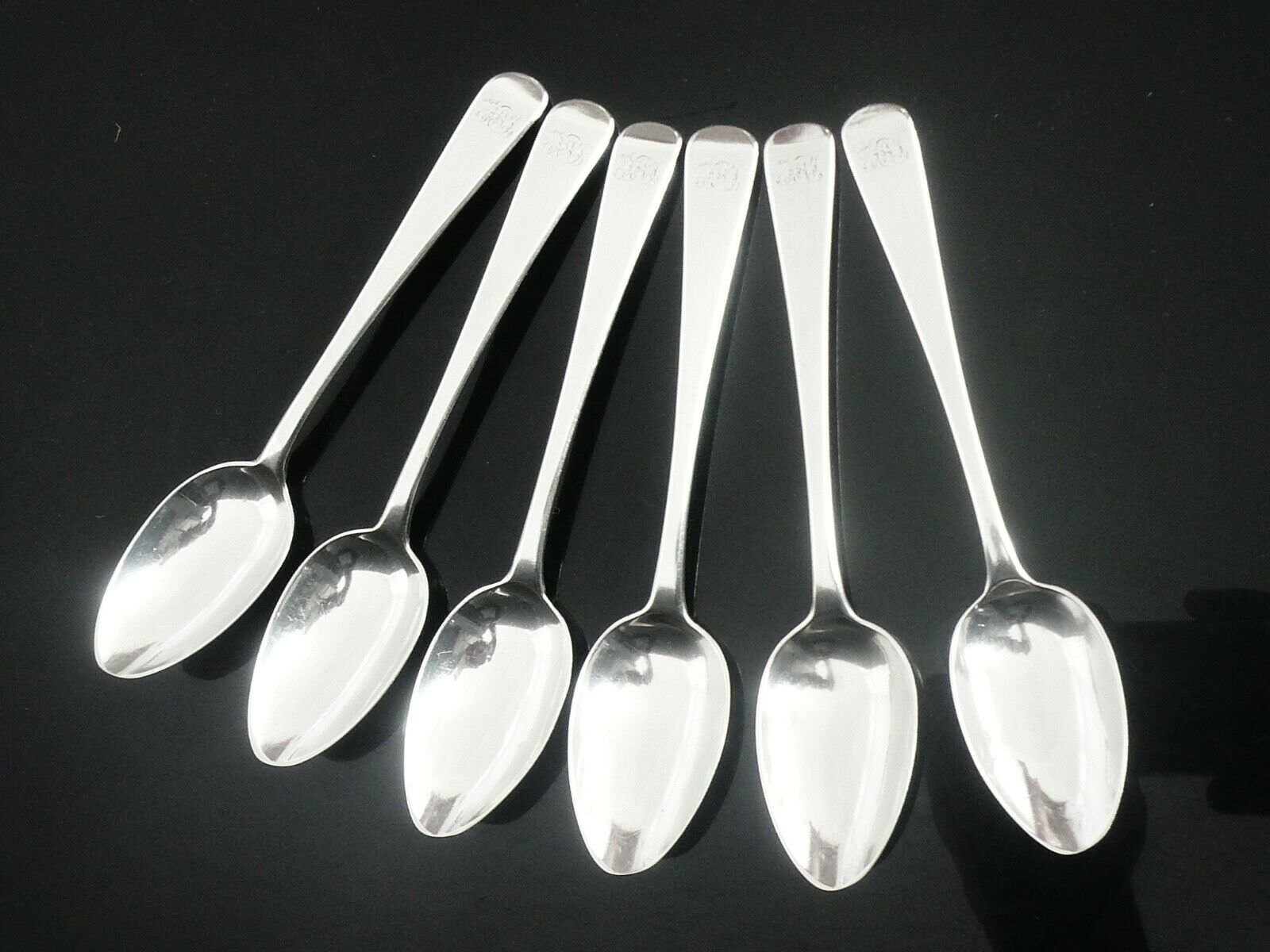 English Sterling Silver Teaspoons, Set 6, Antique, Paul Storr, London