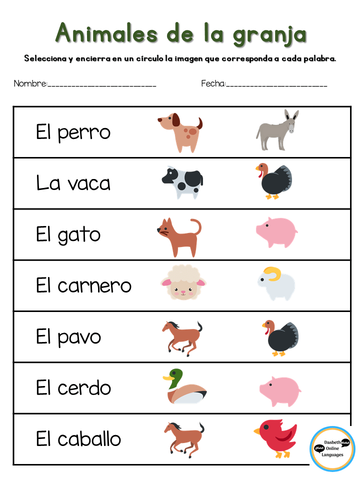 Farm animals in Spanish Animales de la granja en español Dasbeth
