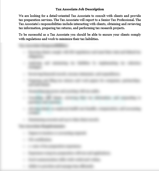 Tax Associate Job Description HRFLEEK