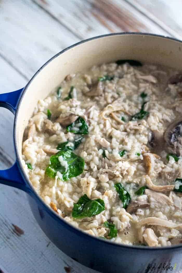 Creamy Risotto with Chicken and Spinach Dash of Herbs