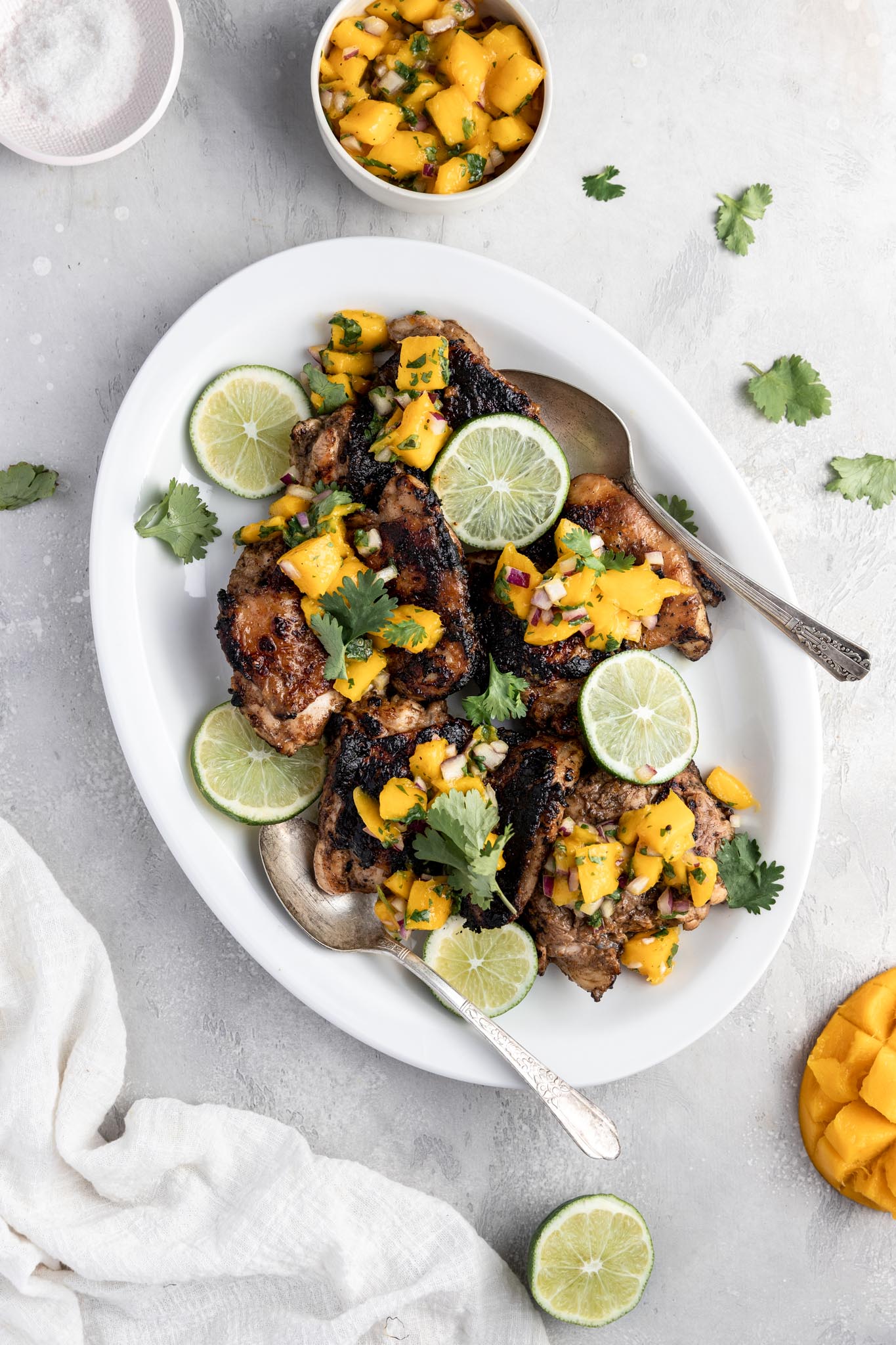 Grilled Jerk Chicken with Fresh Mango Salsa Dash of Honey