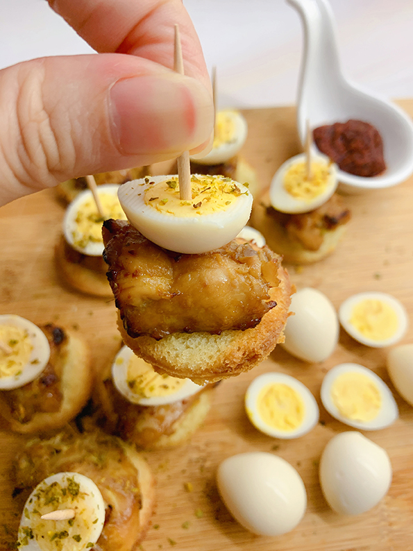 Chicken Satay Canapes with Quail Egg Dasoon