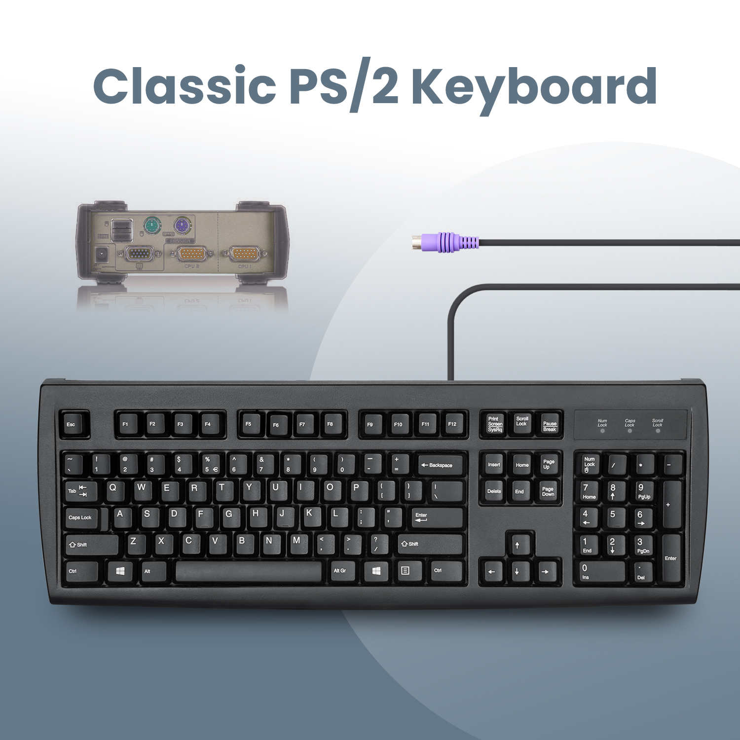 PERIBOARD107 PS/2 Full Size Retro Keyboard High Profile Ergonomic Keys