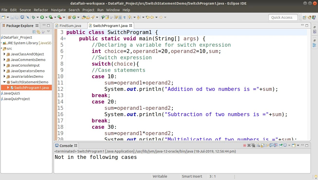 Implement Switch Statement in Java with Example DataFlair