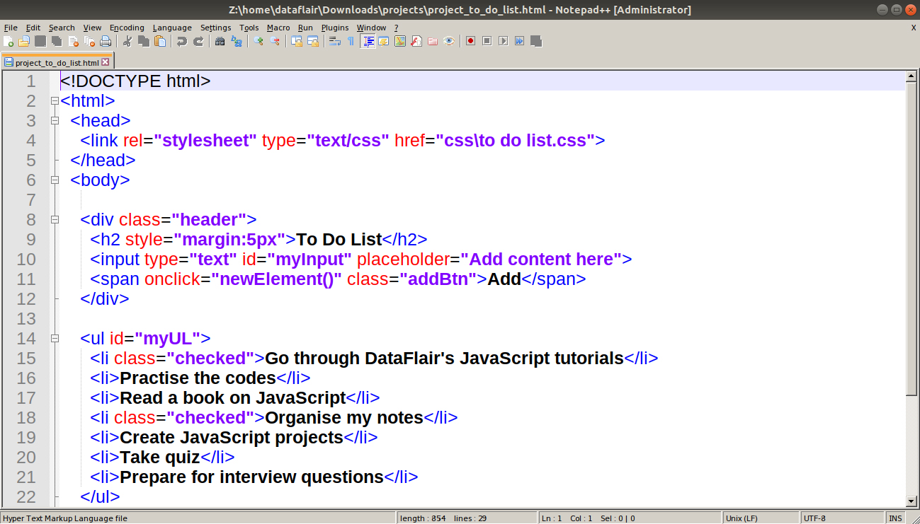 JavaScript Project How to Create a Todo List using JavaScript Code