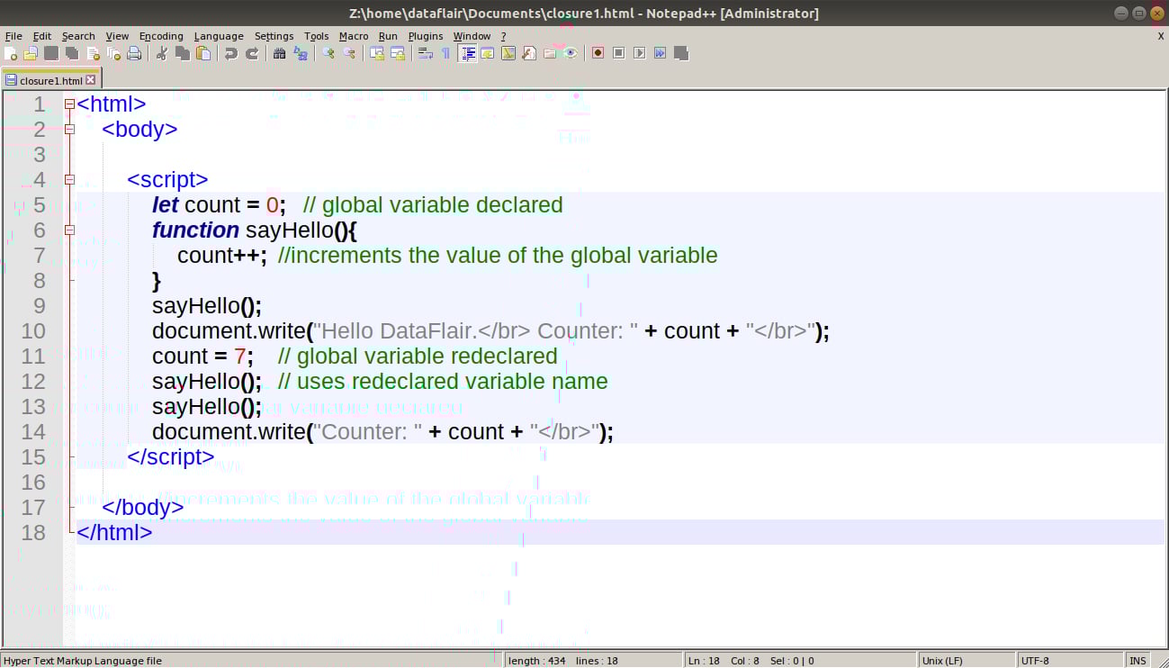 JavaScript Closures The only concept to define Private Data in