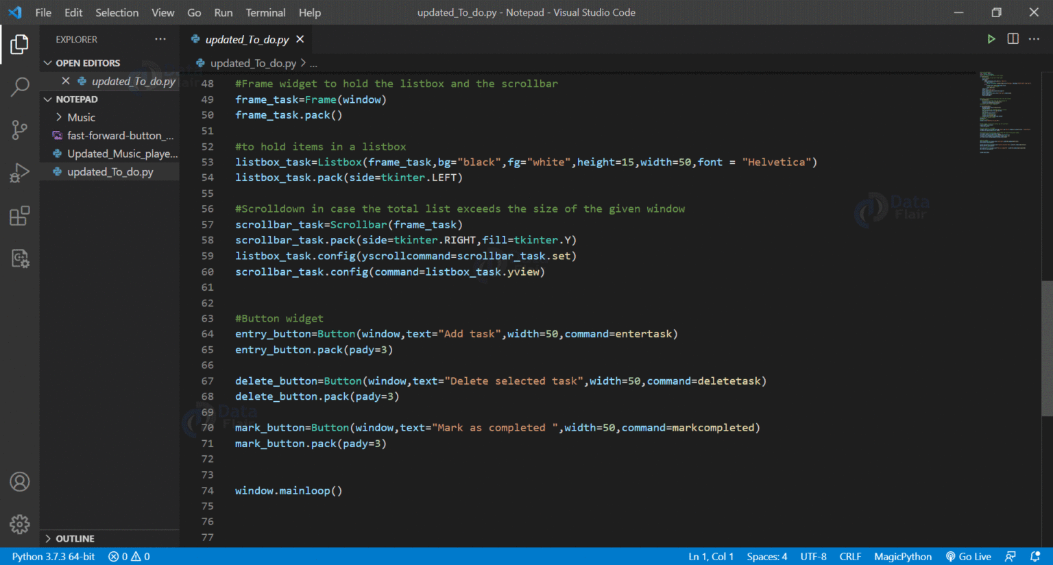To Do List in Python with Source Code DataFlair