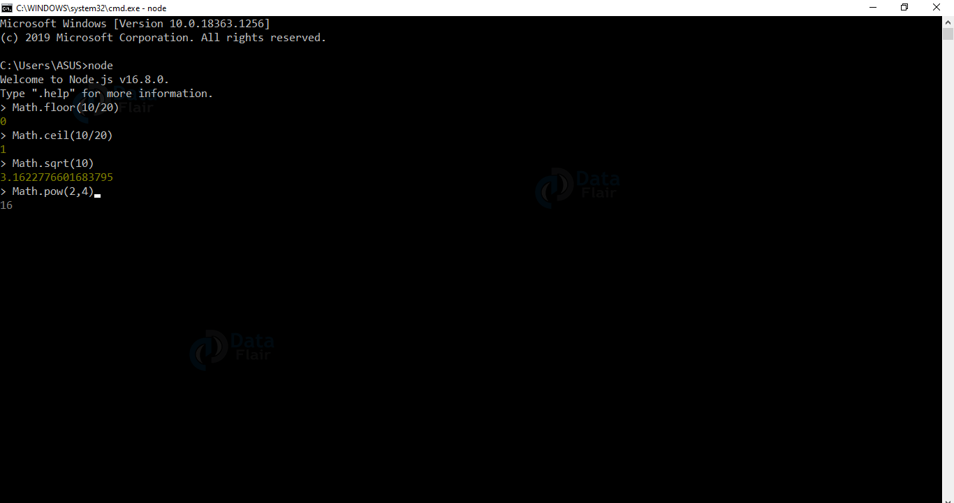 Node.js REPL Terminal DataFlair